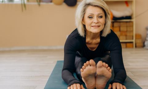 Women sitting and stretching