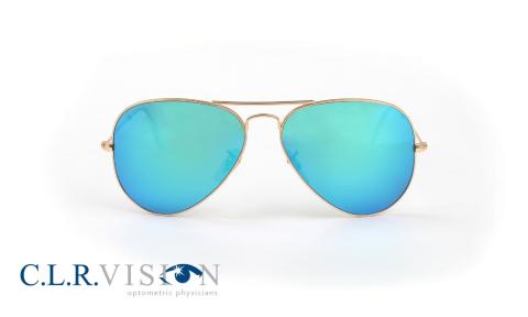 aviator sunglasses on a white backdrop with CLR Vision logo in bottom right corner