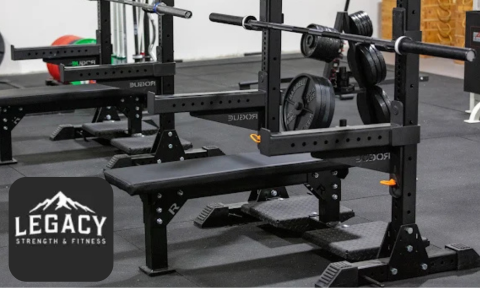 gym equipment and legacy logo